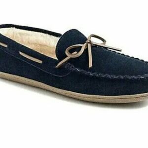 NWOT J. CREW Men's Classic Navy Blue Suede Moccasin Slippers SZ. 11